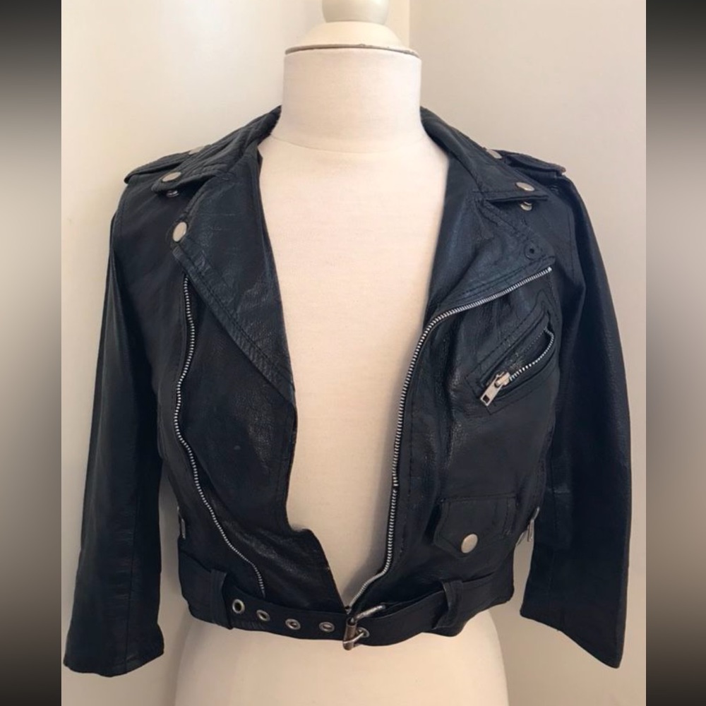 Vintage 50s girls motorcycle leather jacket.
